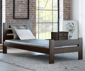 AMI nábytek Fenyőfa ágy Neli 90x200 cm, dió színben