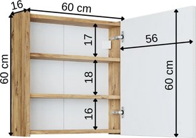 Fürdőszobaszekrény, 60 cm – TR283VLN1481