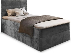 Kárpitozott boxspring ágy GLORIEN VELVET 90x200 cm szürke Matrac: Bonell rugós matrac