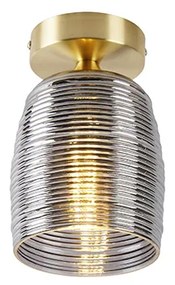 Art Deco mennyezeti lámpa sárgaréz füstüveggel - Michi