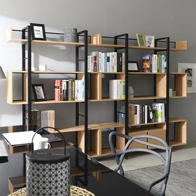 3 polcos polcállvány, tölgy/fekete, KILIS NEW TYP 4