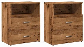 2 db antik fa színű szerelt fa éjjeliszekrény 50 x 32 x 60 cm