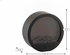LED dekoráció kerek kandalló COZY WARM 35x34,5 cm, fekete