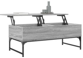 szürke sonoma szerelt fa és fém dohányzóasztal 100 x 50 x 40 cm