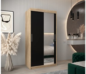 Ruhásszekrény 100 cm Toki 2 (szonoma tölgy + matt fekete). 1064969