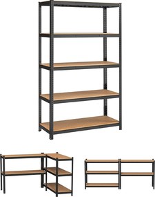 Polcos állvány, 175kg polconkénti teherbírással, fekete 200x120x60cm