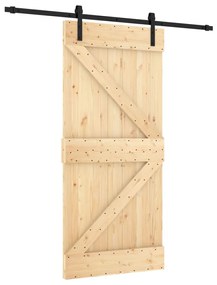 tömör fenyőfa tolóajtó fémszerelék szettel 95 x 210 cm