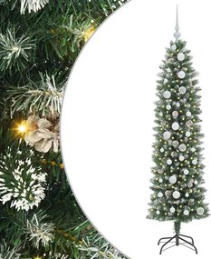 vidaXL Mű Karcsú Karácsonyi Fa 150 LED-del Zöld és Fehér 150 cm