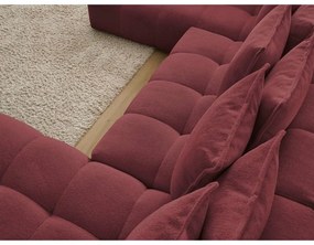 Borvörös zsenília kinyitható-tárolóhelyes sarokkanapé (bal oldali-U alakú) Everest – Bobochic Paris