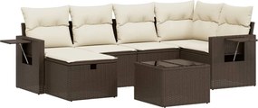 vidaXL 6 részes barna polyrattan kerti ülőgarnitúra párnával
