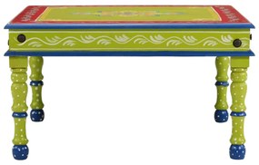 kézzel festett zöld tömör mangófa dohányzóasztal