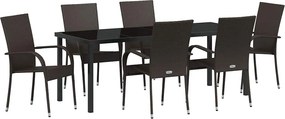 vidaXL Kert étkező szett 7 pcs Barna Porszórt acél