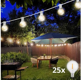 Brilagi - LED kültéri fényfüzér GIRLANDA 25xE12 20m fehér IP44 meleg fehér