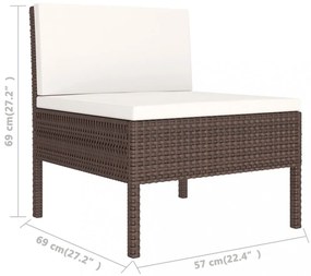 vidaXL 8 részes barna polyrattan kerti bútorszett párnákkal