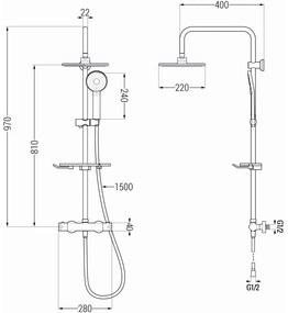 Mexen KT40 zuhanygarnitúra Kai termosztatikus csapteleppel, grafit, 771504093-66