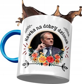 Donald Tusk Po Kék Bögre Ajándék Platform Nyomtatott Fotóval