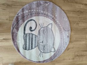 Rózsaszín,cicás gyerekszőnyeg kerek 120cm