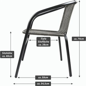 Kerti szék szett egymásra rakható 2 db fekete-szürke