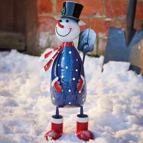 Karácsonyi hóember figura ásóval 44 cm