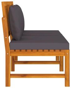 Tömör akácfa kanapé szürke párnákkal 200 x 60 x 75 cm