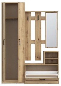 KAVI előszobafal tükörrel, artisan tölgy