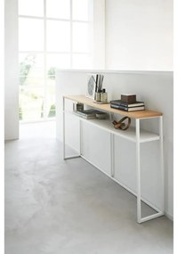 Fehér-világosbarna konzolasztal kőrisfa dekorral 20,5x126 cm Tower – YAMAZAKI