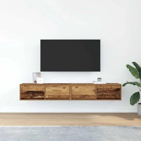 2 db antik fa szerelt fa fali TV-szekrény 80x31x25,5 cm
