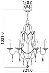 Feiss FE-VALENTINA6 - Csillár láncon VALENTINA 6xE14/60W/230V