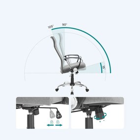 Ergonomikus irodai forgószék párnázott ülőfelülettel, hintamechanikával, állítható magassággal, 120 kg teherbírással, szürke