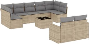 vidaXL 10 részes bézs polyrattan kerti ülőgarnitúra párnával