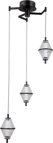 ITALUX PND-34395-3-BK FUENTE Többágú Függesztett Lámpa Króm, Matt Fekete, Átlátszó LED IP20
