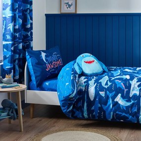 Kék egyszemélyes gyerek ágyneműhuzat 135x200 cm Jawsome Shark – Catherine Lansfield