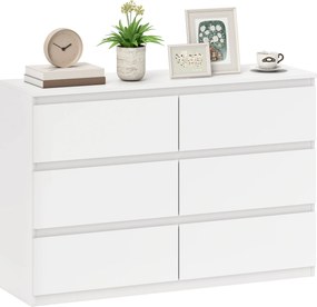 HOMCOM 3 fiókos komód, modern fogantyú nélküli szekrény nappaliba, hálószobába és előszobába - fehér (112 x 34 x 75 cm) | Aosom