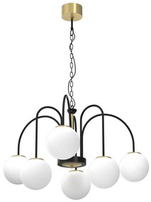 Csillár láncon CAMBRIDGE 6xE14/60W/230V fekete/sárgaréz