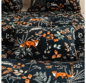 Mikroplüss ágyneműhuzat szett RÓKA ÉS NYÚL sötétzöld + mikroplüss lepedő SOFT 90x200 cm fehér, egyszemélyes