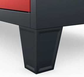 Fém öltözőszekrény ROBERT 1360 x 1720 x 450 mm, antracit-piros