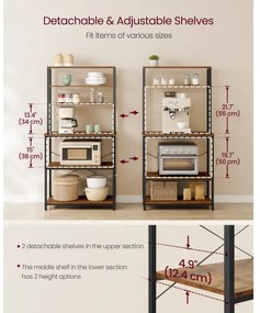 Konyhai polcos állvány MARGE barna/fekete