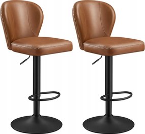 2 db-os bárszék hoker szett lekerekített kényelmes háttámla barna Ekho