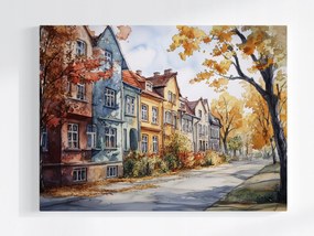 Poszter Város Utca Házak Bérházak Ősz Kilátás 100x75