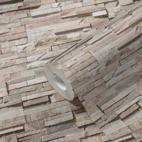 Vinyl tapéta flizelin mosható bézs pala kő 3D fal 53cm x 10 m