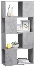 betonszürke térelválasztó könyvszekrény 60 x 24 x 124,5 cm