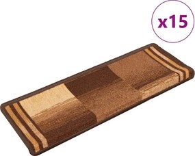 vidaXL 15 db barna öntapadó lépcsőszőnyeg 65x21x4 cm