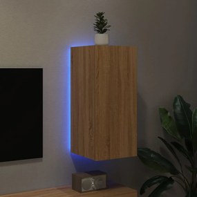 sonoma tölgy színű fali TV-szekrény LED-ekkel 30,5x35x70 cm