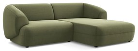 Zöld bársony sarokkanapé (jobb oldali) Moana – Makamii