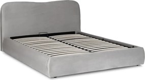 Ágy 180x200 cm méretben, ágyneműtartóval, szürke színben, velúr kárpittal BRISTOL