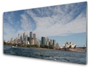 Akrilüveg fotó Sea városi házak Sydney 100x50 cm 2 fogas