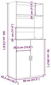 barna tölgy-színű szerelt fa magasszekrény 80 x 42,5 x 185 cm