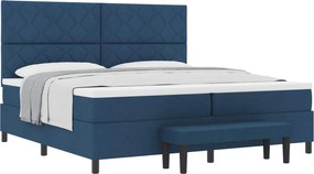 vidaXL Boxrugós ágy matracmal fejtámlával Kék 200 x 200 cm szövet