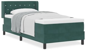 vidaXL Boxrugós ágy matracmal Sötétzöld 190 x 90 cm Poliészter