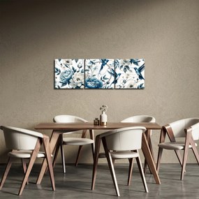 Kép - Kolibrikok virágokkal (órával) (90x30 cm)